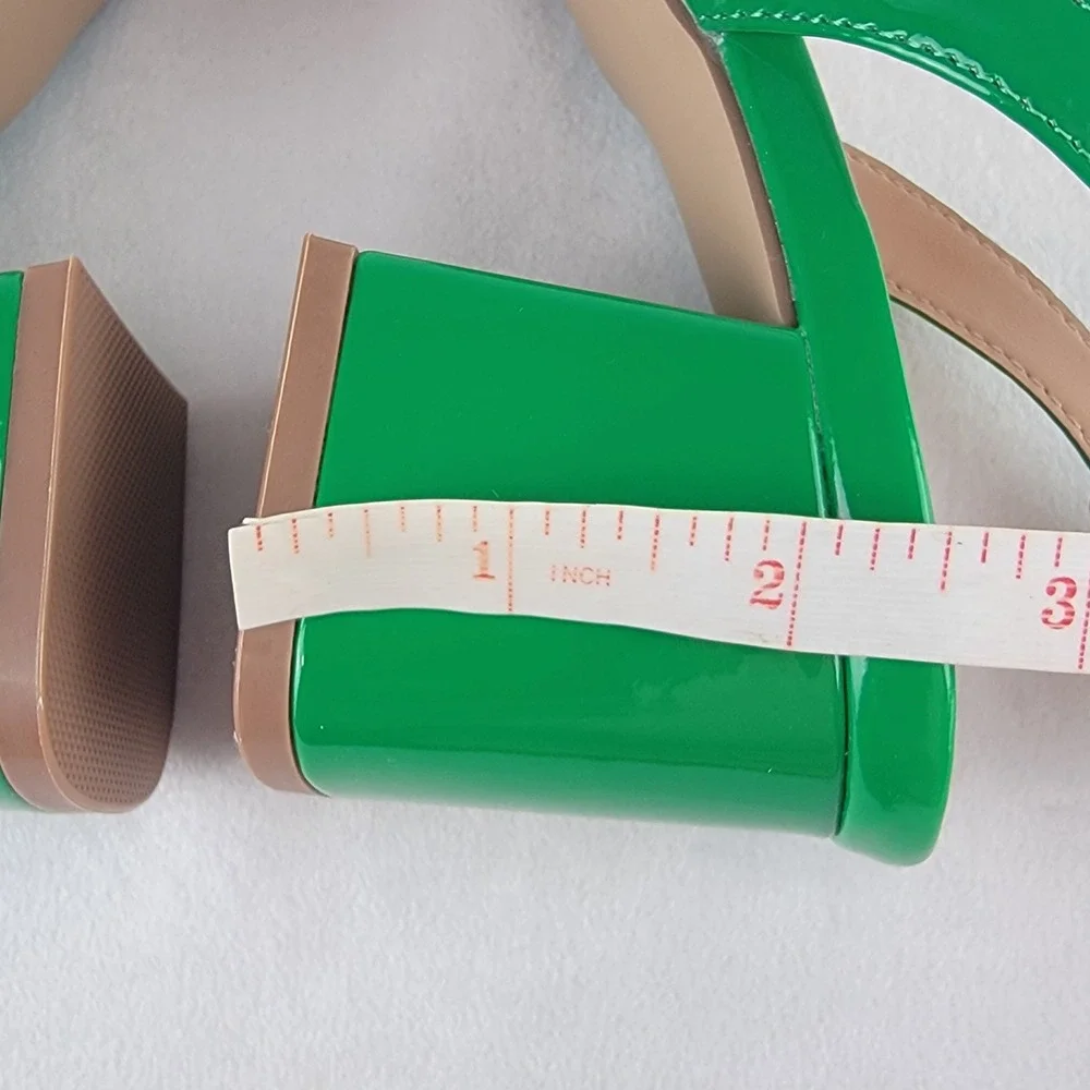 Madden Girl Novvaa Green Patent Slingback Block Heel Square Toe Pumps 7M